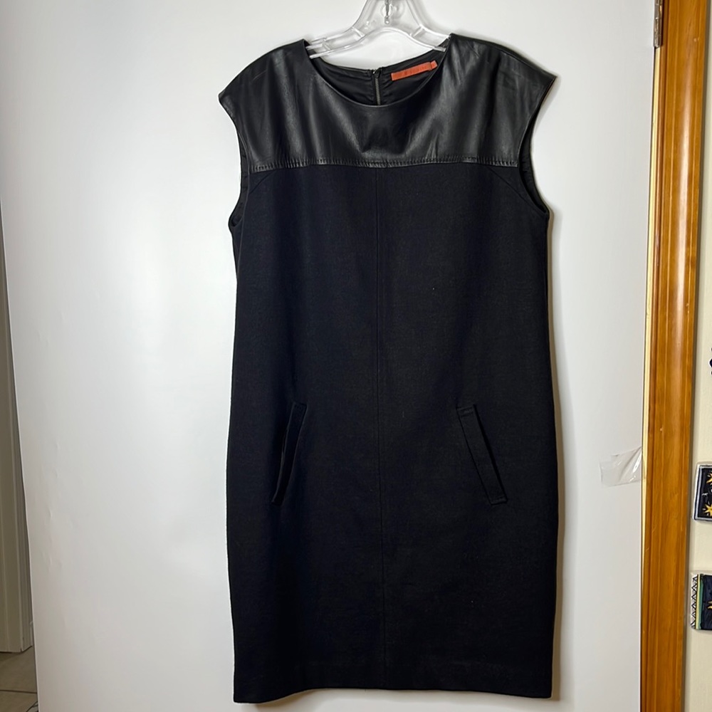 Sinclaire 10 Womens Daria Wool Leather Sleeveless Sheath Dress SIZE 12